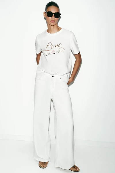 EMBROIDERED TEXT T-SHIRT