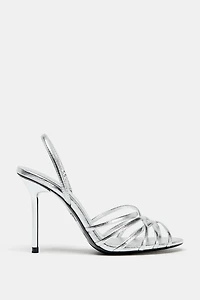 SANDALES À TALONS EFFET MÉTALLISÉ