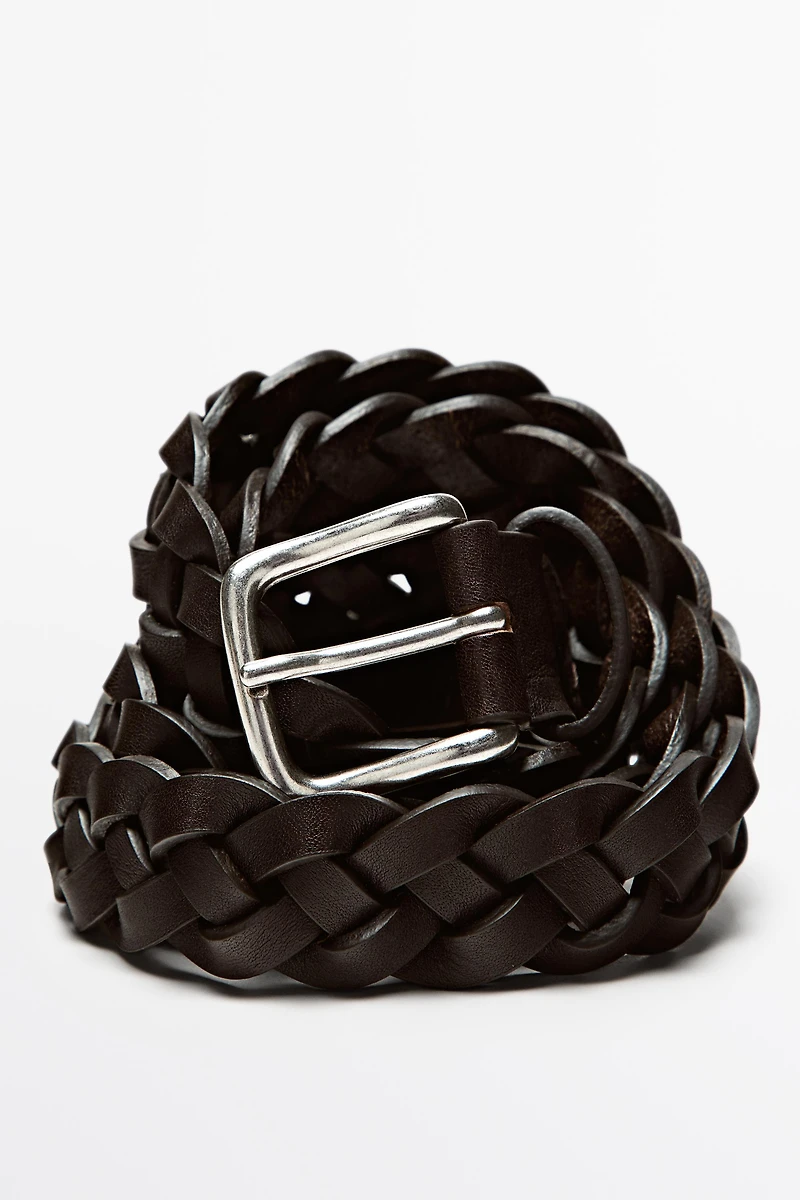 Ceinture tressée en cuir nappa