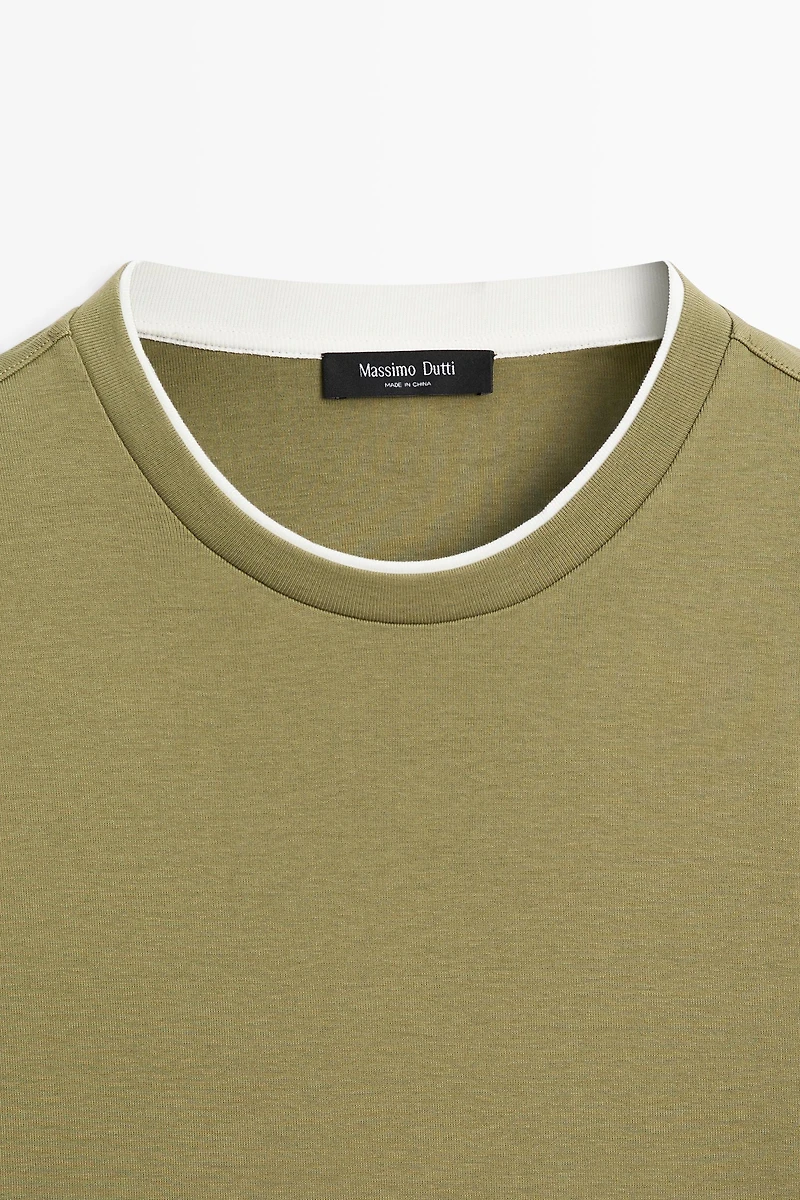 100% cotton layered collar T-shirt
