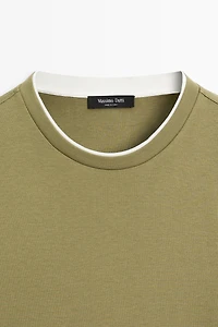 100% cotton layered collar T-shirt