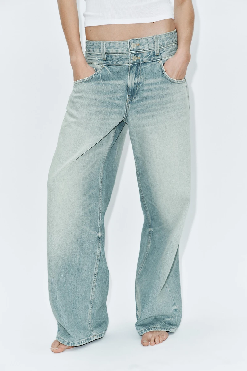 TRF DOUBLE WAIST MID-RISE STRAIGHT JEANS