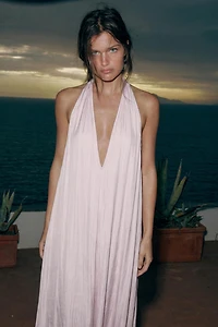 ROBE MIDI HALTER SATINÉE