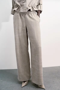 HEATHERED WIDE LEG PANTS