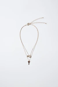 PACK OF TWO KEY AND PADLOCK NECKLACES