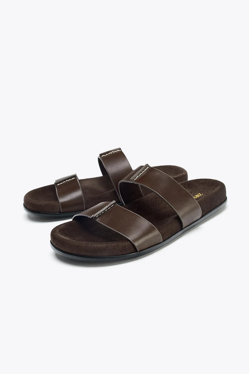 DOUBLE STRAP LEATHER SANDALS