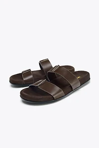 DOUBLE STRAP LEATHER SANDALS