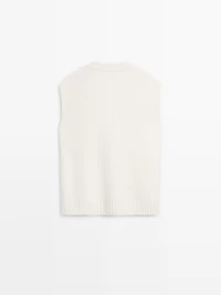 Gilet long en maille 100 % laine