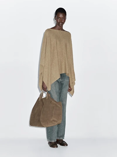100% wool asymmetric knit cape