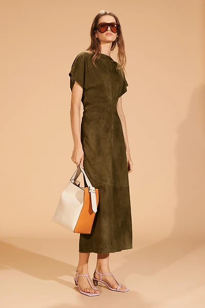 LIMITED EDITION SUEDE DRAPED DRESS
