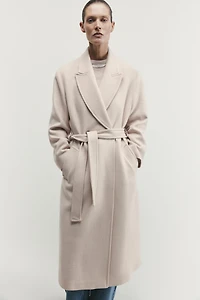 LONG BELTED WOOL COAT