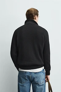 PURL KNIT QUARTER-ZIP JUMPER