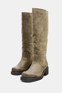BOTTES EN CUIR COMBINÉ