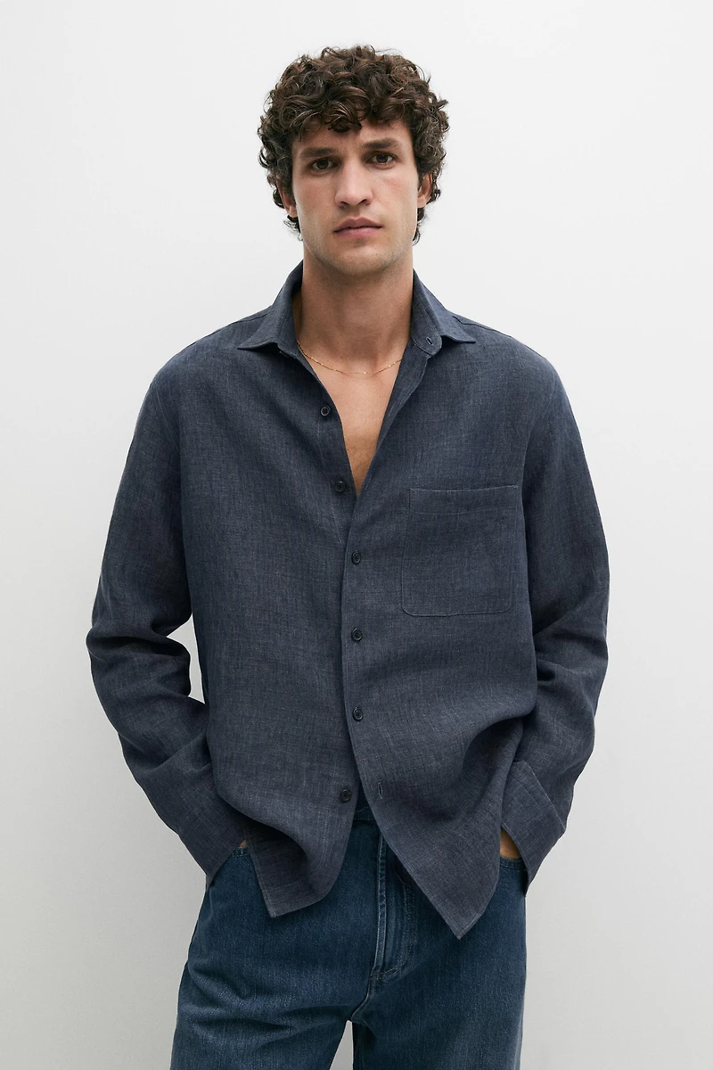 100% linen shirt with pocket