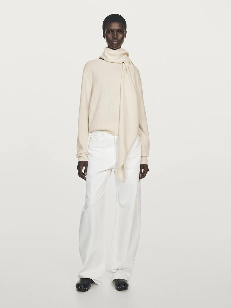 100% cashmere scarf neck sweater