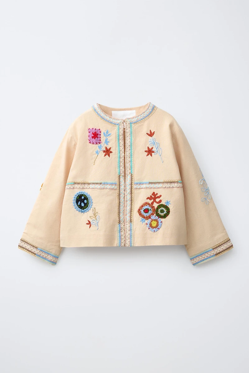 VESTE BRODÉE EN COTON ET LIN