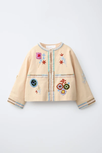 VESTE BRODÉE EN COTON ET LIN
