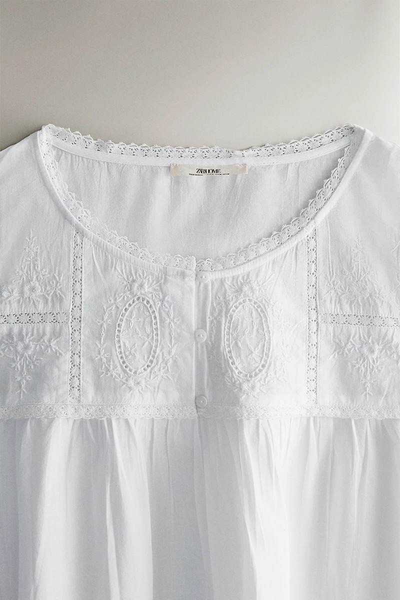 CHEMISE DE NUIT COTON BRODERIES