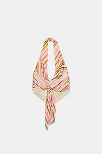 SATIN EFFECT STRIPED HALTER TOP