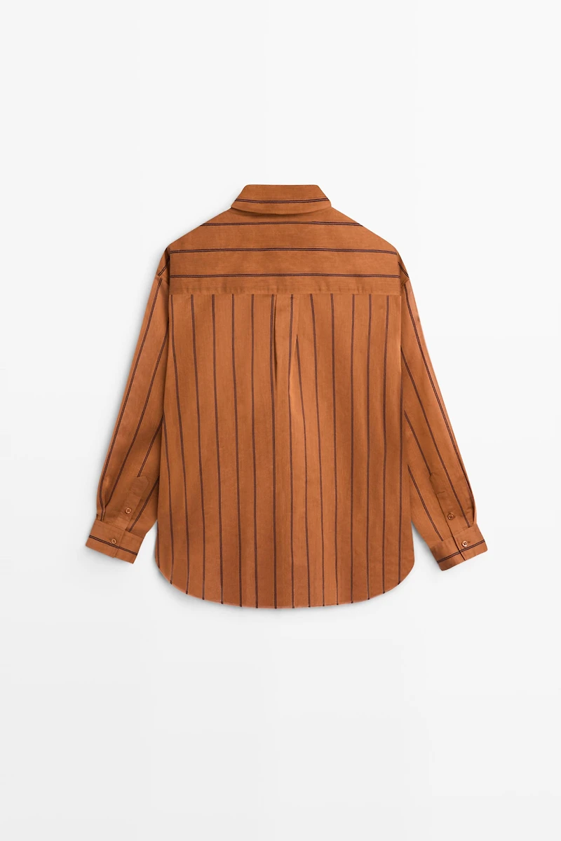 Striped fluid cotton and silk blend shirt