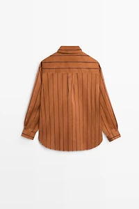 Striped fluid cotton and silk blend shirt