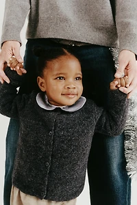 VELVET PETER PAN COLLAR CARDIGAN