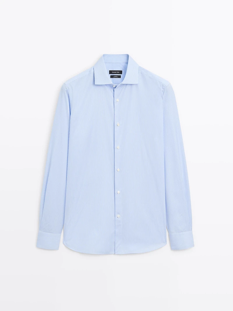 Slim fit striped twill shirt