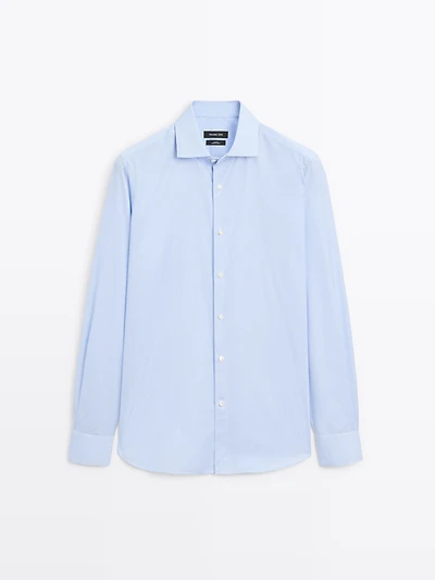 Slim fit striped twill shirt