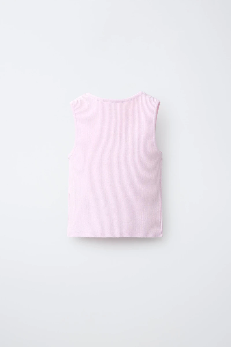 RIBBED KNIT RUCHED TOP