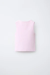 RIBBED KNIT RUCHED TOP