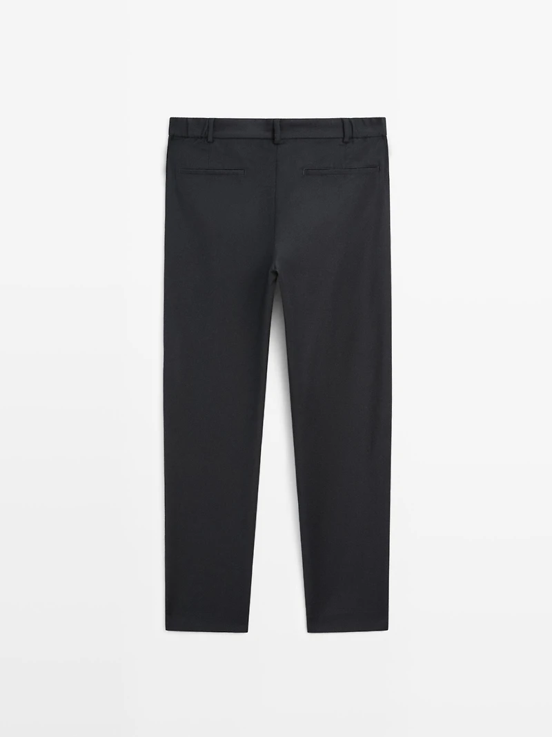 Pantalon en flanelle 100 % laine élastiqué sur le côté