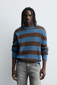 STRIPED PURL KNIT SWEATER