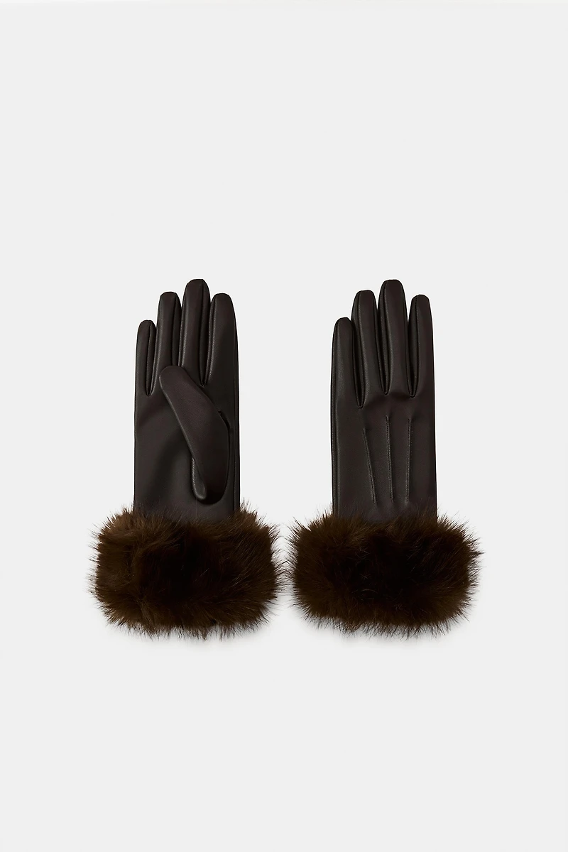 GANTS MATIÈRE SYNTHÉTIQUE EFFET FOURRURE