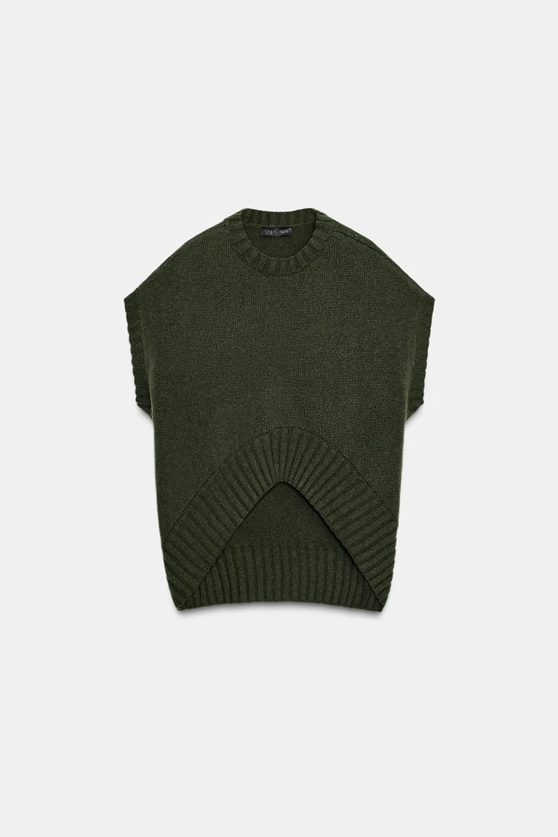 OVERSIZED ASYMMETRIC HEM WOOL VEST