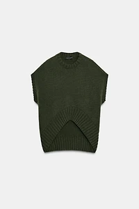 OVERSIZED ASYMMETRIC HEM WOOL VEST