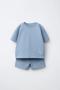 JOGGING T-SHIRT AND BERMUDA SET WITH LABEL