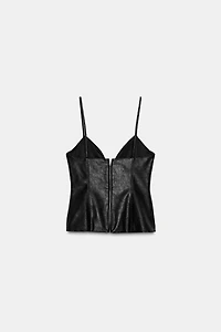 FAUX LEATHER TIE STRAP TOP