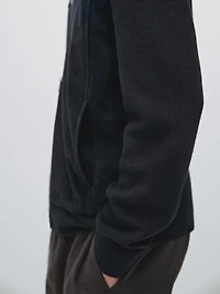 Wool and suede leather blend bomber jacket