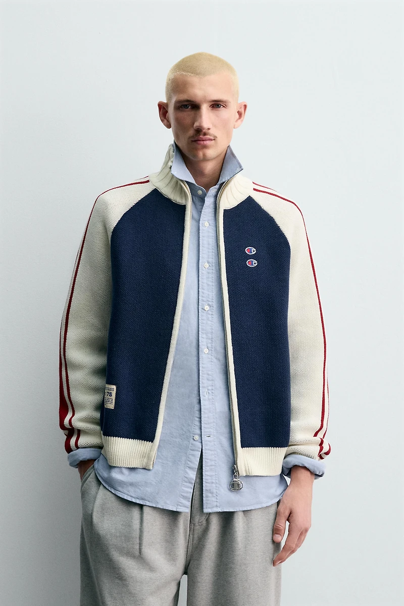 GILET EN MAILLE COLOR BLOCK BANDES CHAMPION ® X ZARA