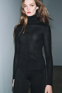 WOOL BLEND KNIT HIGH NECK JUMPER