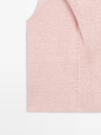 Linen blend top with surplice neckline