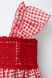 GINGHAM CROCHET DRESS