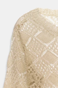 POINTELLE KNIT BELL SLEEVE SWEATER