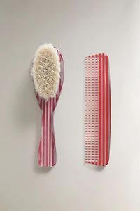 BABY STRIPED BRUSH AND COMB SET