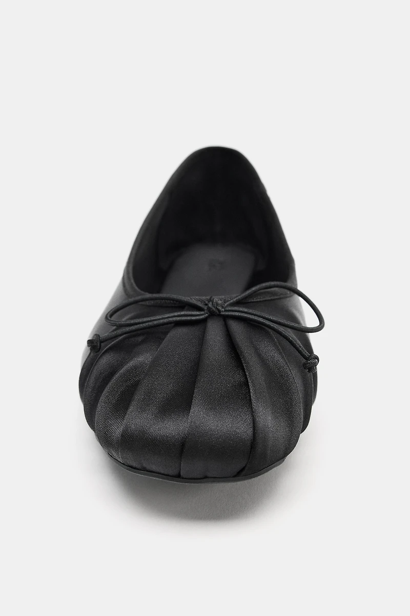 SATIN BOW BALLET FLATS