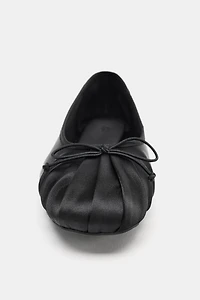 SATIN BOW BALLET FLATS