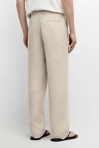 100% linen check pants