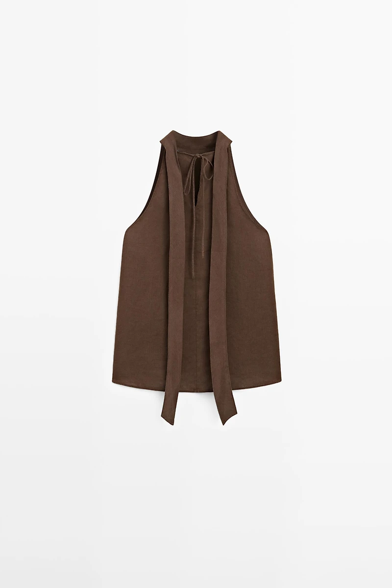 Flowing linen halter top