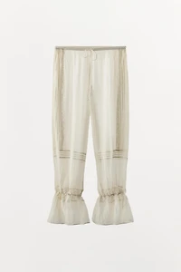 VISCOSE BLEND LACE RUFFLE PANTS