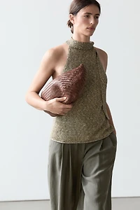 100% cotton halter top with tie detail